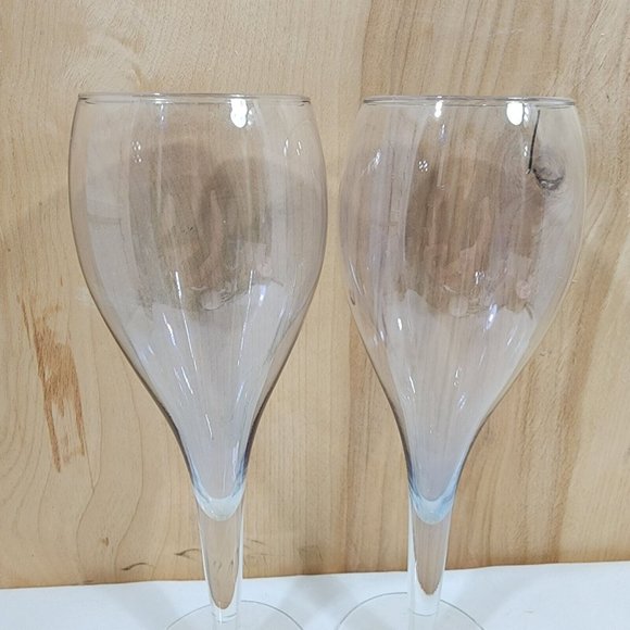 2) Teardrop Blue Luster Champagne Glasses tulip style flute - Picture 4 of 9